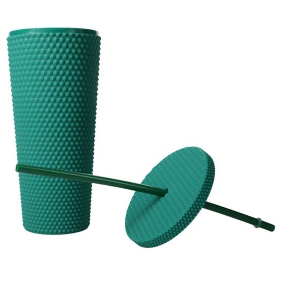 Studded Water Tumbler Cup with Lid and Straw, Studded BPA Free Leak Proof 24 oz - Picture 3 of 4